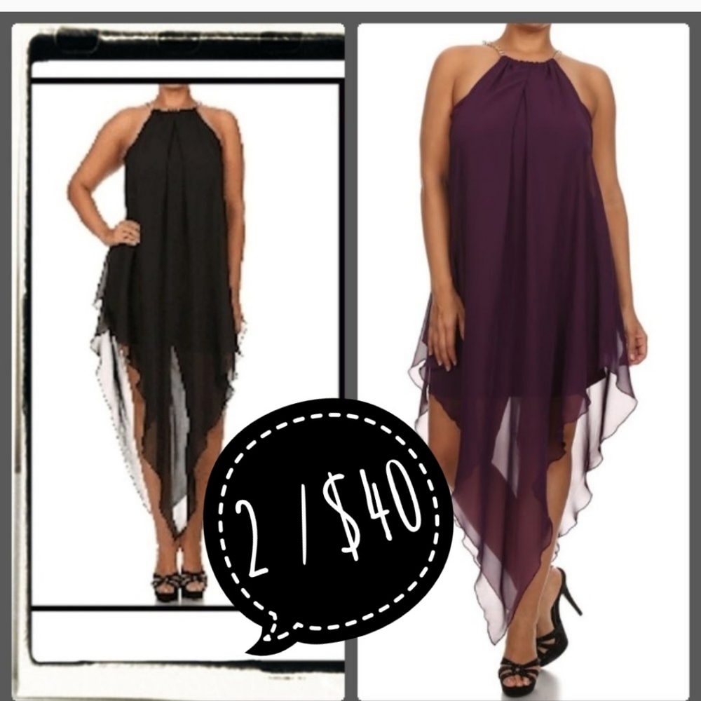 New PURPLE Asymmetrical dress neck chain 1X